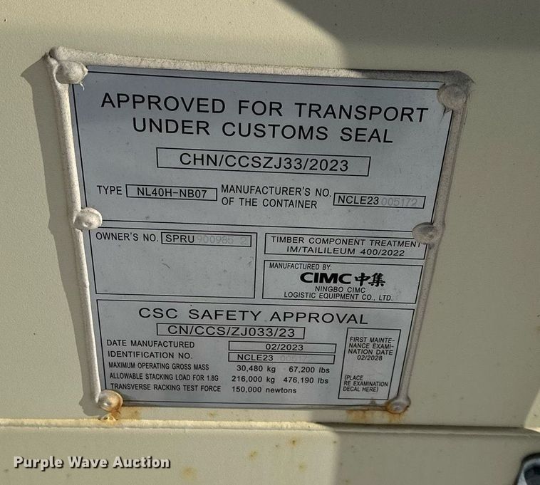 image for item NL9346 2023 shipping container 