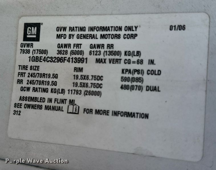 image for item NL9348 2006 Chevrolet C4500 flatbed truck