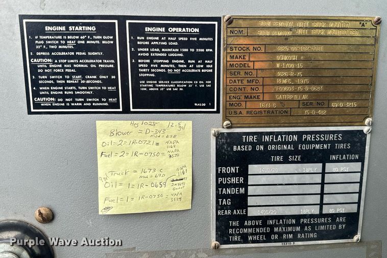 image for item NN9363 1975 Oshkosh W-1700-15 snowblower truck