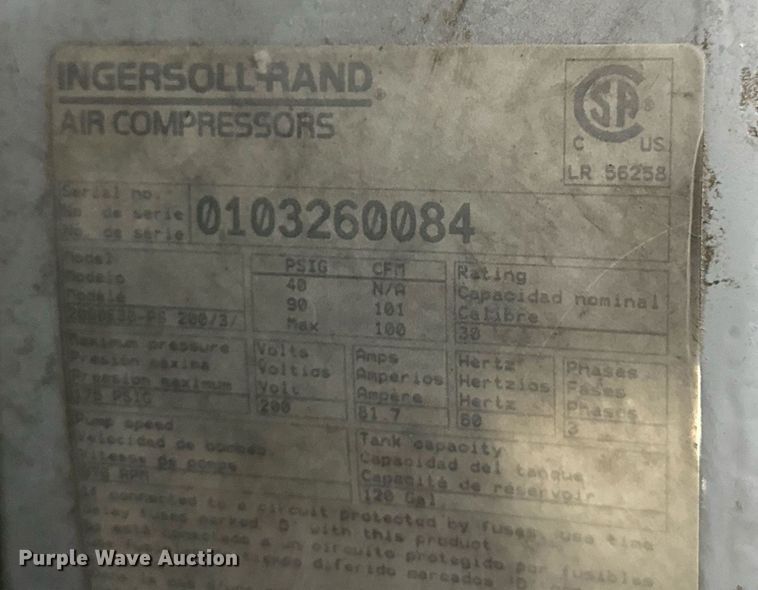 image for item NS9246 Ingersoll Rand 2000E30-PS air compressor