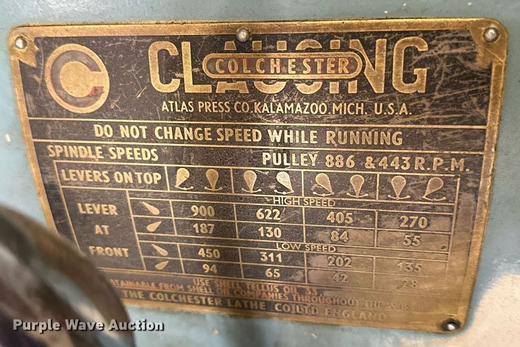 image for item NS9248 Clausing Colchester C17 lathe