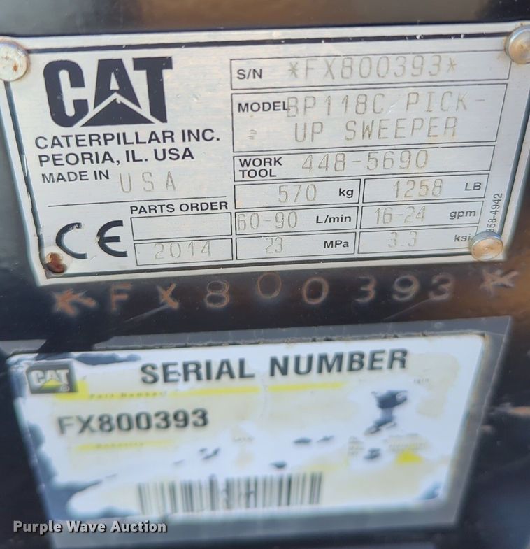 image for item OD9231 Caterpillar BP118C  skid steer sweeper