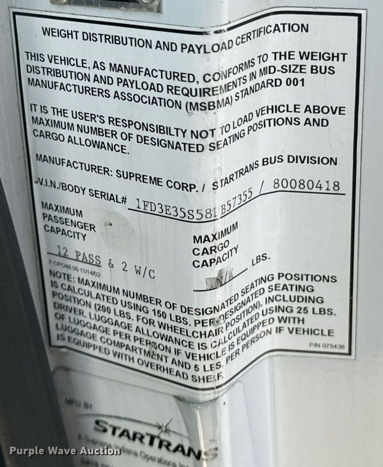 image for item OD9934 2008 Ford  E350 Super Duty shuttle bus