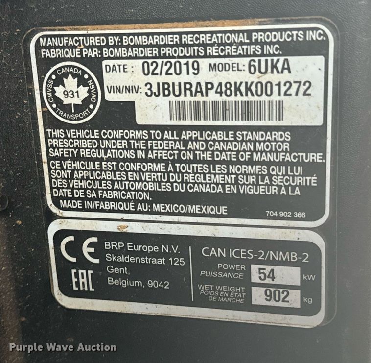 image for item OD9973 2019 Can-Am Defender HD10 utility vehicle