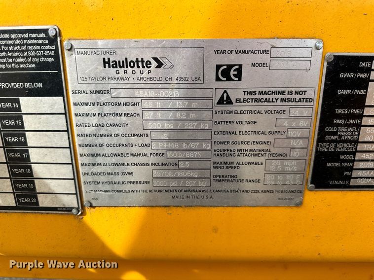 image for item OF9239 2018 Haulotte 4527A boom lift