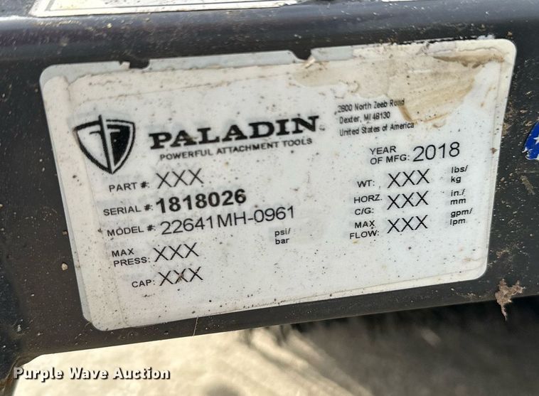 image for item OF9244 2018 Paladin Sweepster skid steer sweeper