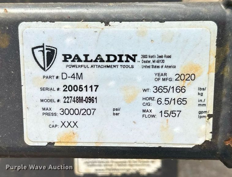 image for item OF9248 2020 Paladin  22748M0961 skid steer soil conditioner