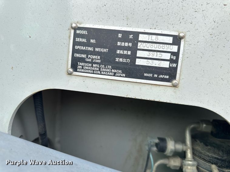 image for item OF9254 2018 Takeuchi TL8 tracked skid steer loader