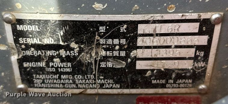 image for item OF9257 2018 Takeuchi TL6R tracked skid steer loader