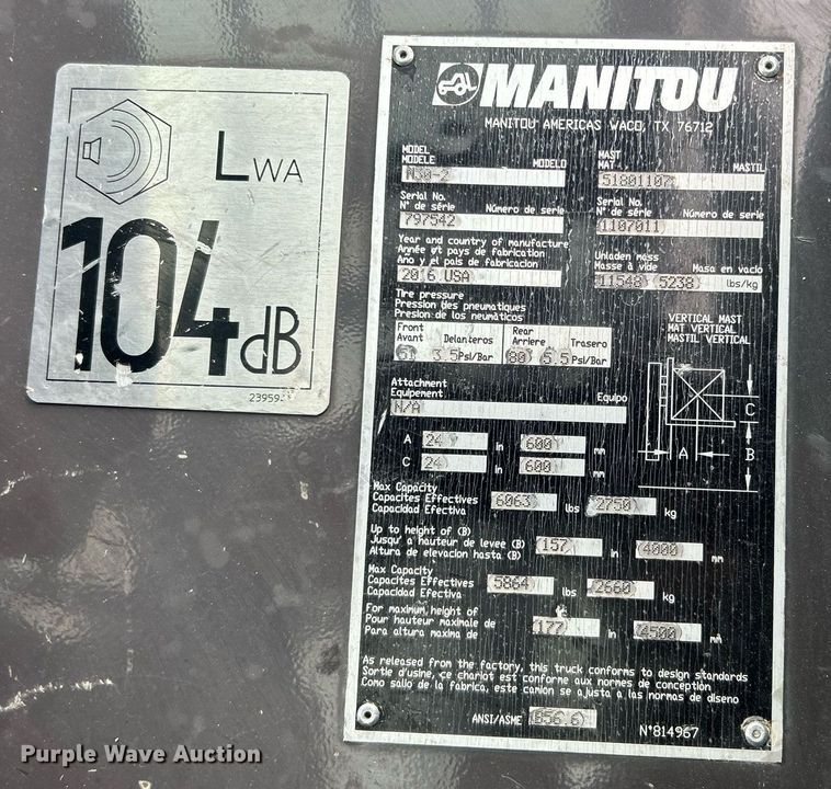 image for item OI9567 2016 Manitou M30-2 forklift