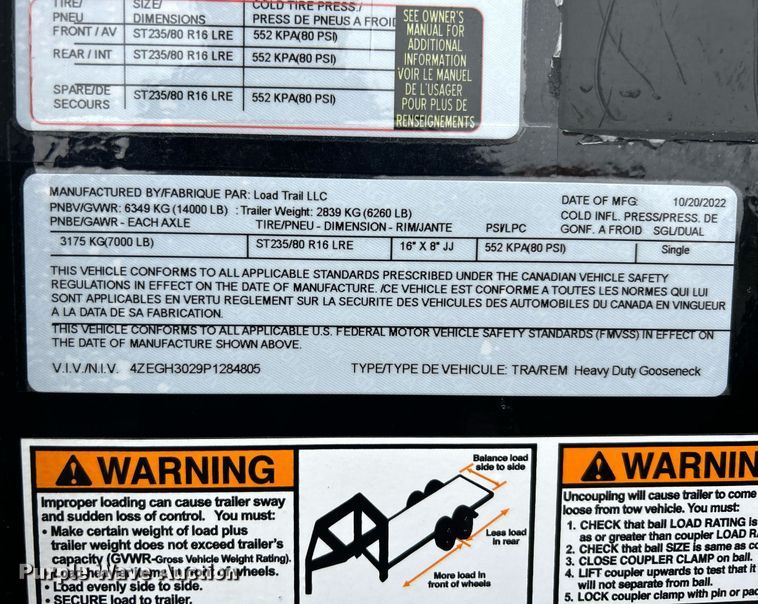 image for item OI9569 2023 Load Trail  equipment trailer