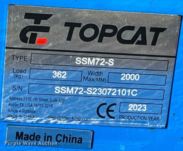 image for item OJ9417 2023 TopCat SSM72-S skid steer finish mower