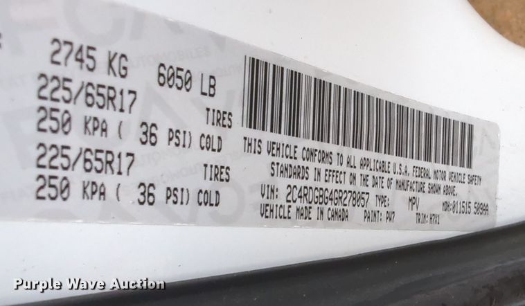 image for item OL9177 2016 Dodge  Grand Caravan van