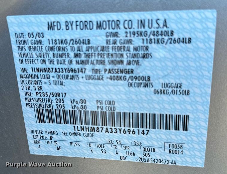 image for item OM9753 2003 Lincoln  LS 