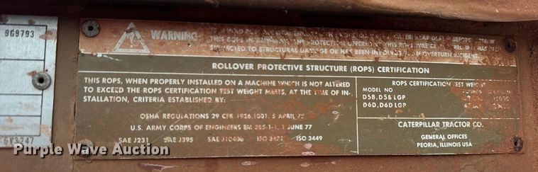 image for item DK6770 1981 Caterpillar D6D dozer