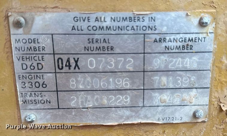 image for item DK6770 1981 Caterpillar D6D dozer