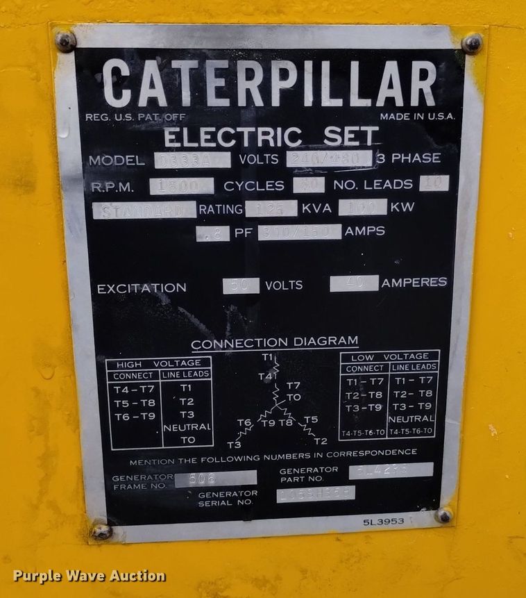 image for item DK8993 Caterpillar  D333A generator
