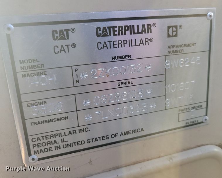 image for item DL7847 1995 Caterpillar 140H VHP motor grader