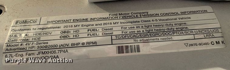 image for item DM7734 2018 Ford  F450 Super Duty XL Crew Cab utility / service truck