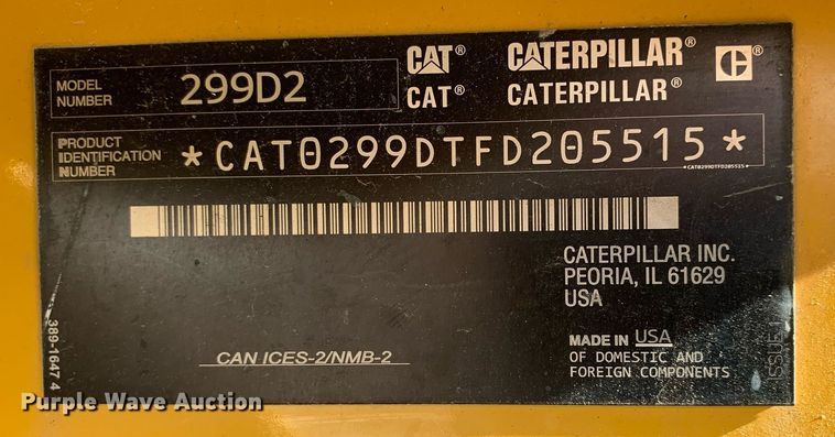 image for item DM7737 2019 Caterpillar 299D2 tracked skid steer loader