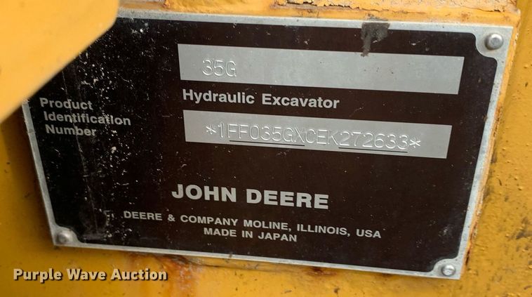 image for item DM7739 2015 John Deere 35G mini excavator