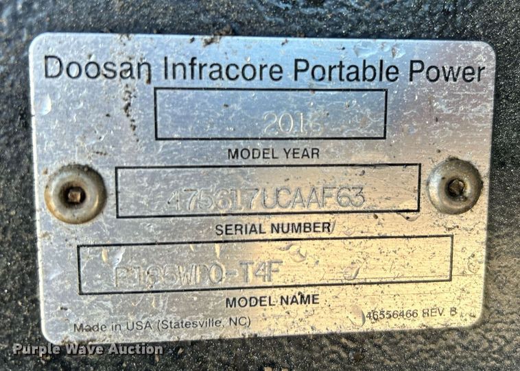 image for item DN0681 2016 Doosan P185WDO air compressor