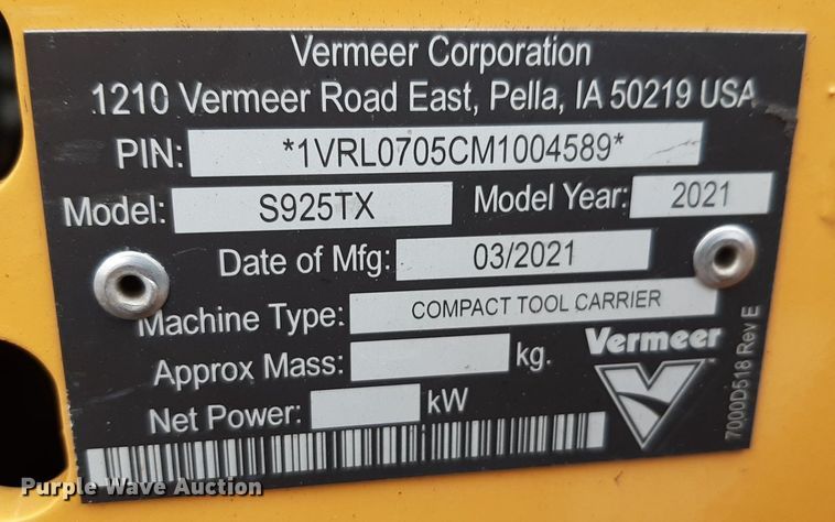 image for item DP2560 2021 Vermeer S925TX compact utility loader