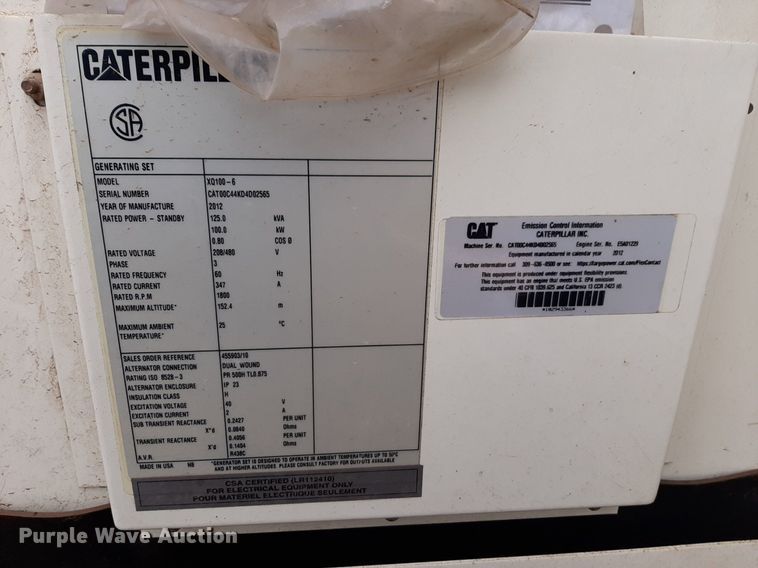 image for item DP2581 Caterpillar XQ100 generator