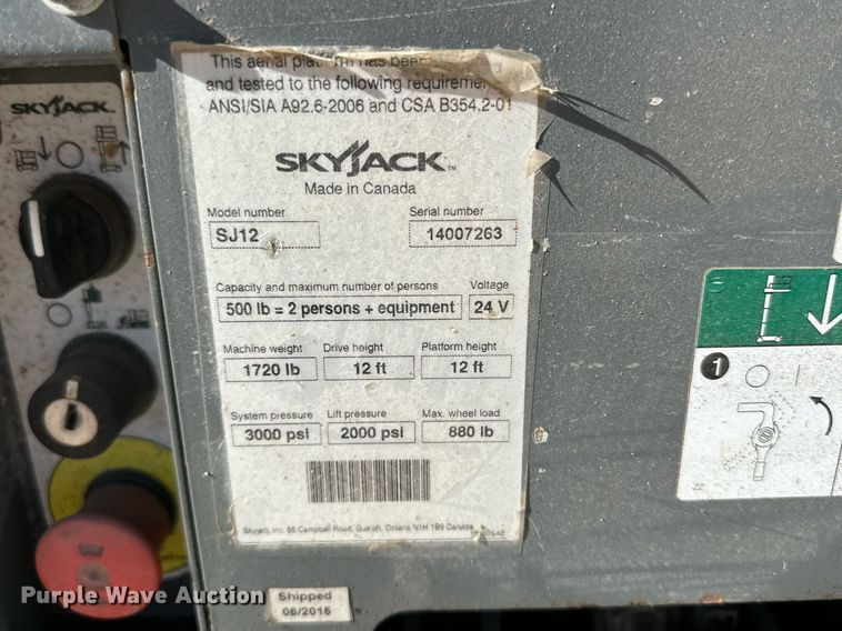 image for item DQ1581 Skyjack SJ12 vertical lift