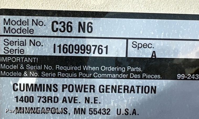 image for item DQ1584 Cummins C36 N6 generator