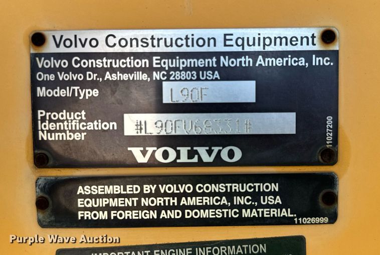 image for item DQ6712 2007 Volvo L90F wheel loader