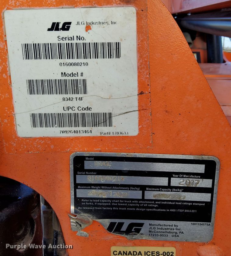 image for item DS2877 2017 JLG 8042 telehandler