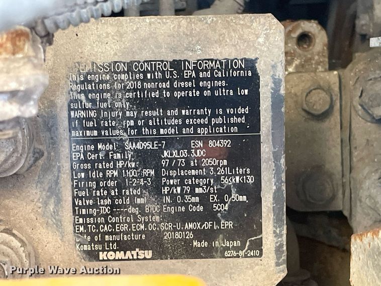 image for item DS5396 2018 Komatsu  PC138USLC-11  excavator