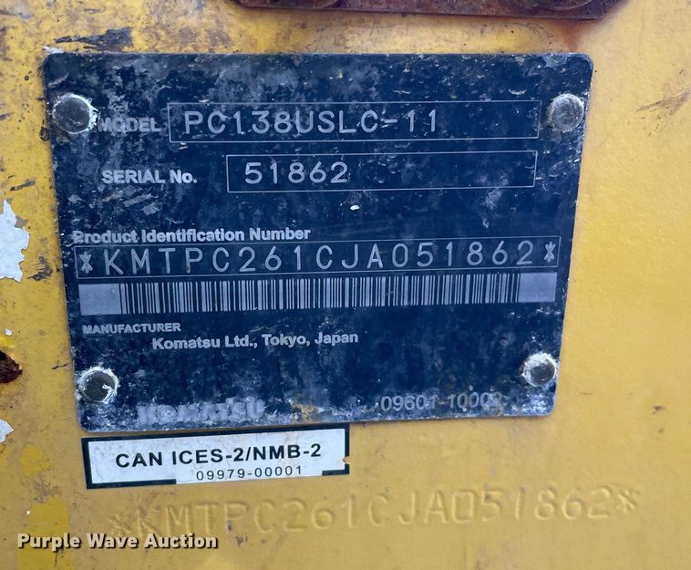 image for item DS5396 2018 Komatsu  PC138USLC-11  excavator