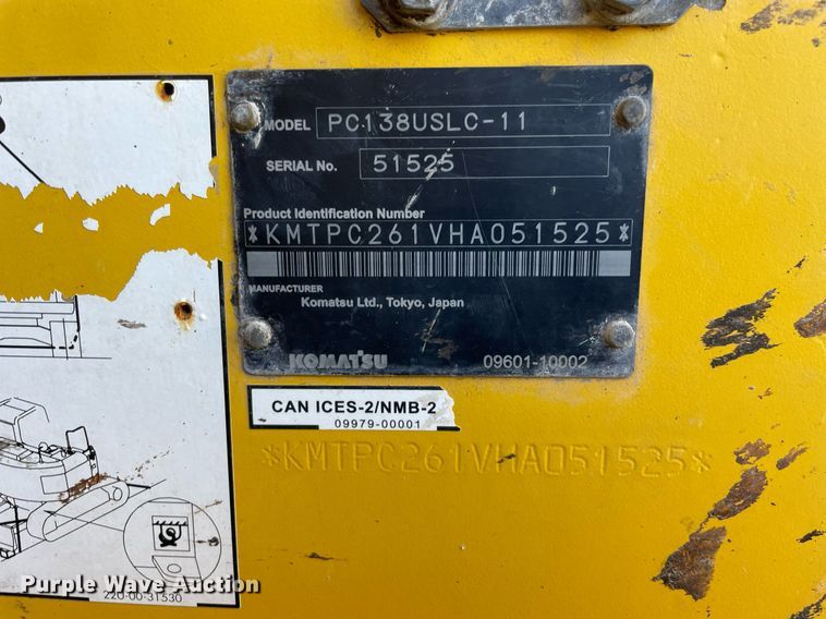 image for item DS5398 2018 Komatsu  PC138USLC-11 excavator