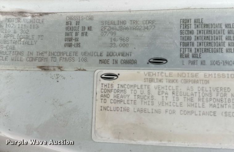 image for item DW2967 2000 Sterling  L-Line fuel truck