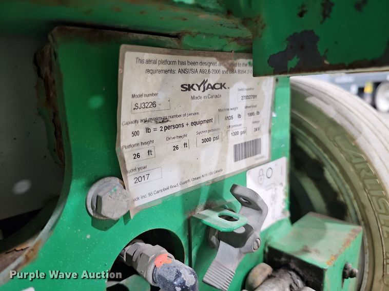 image for item IO9855 2017 SkyJack SJIII 3226 scissor lift