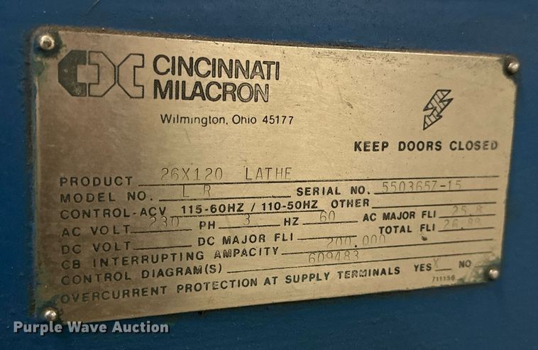 image for item JT9156 Cincinnati  LR lathe