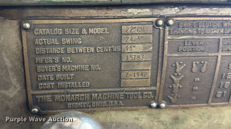 image for item JT9159 Monarch CM lathe 