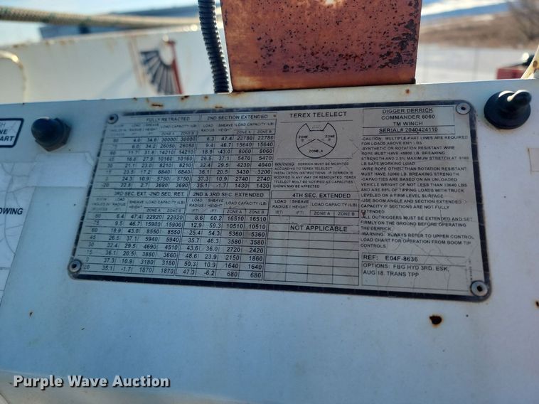 image for item LA9534 2005 International  7400 digger derrick truck