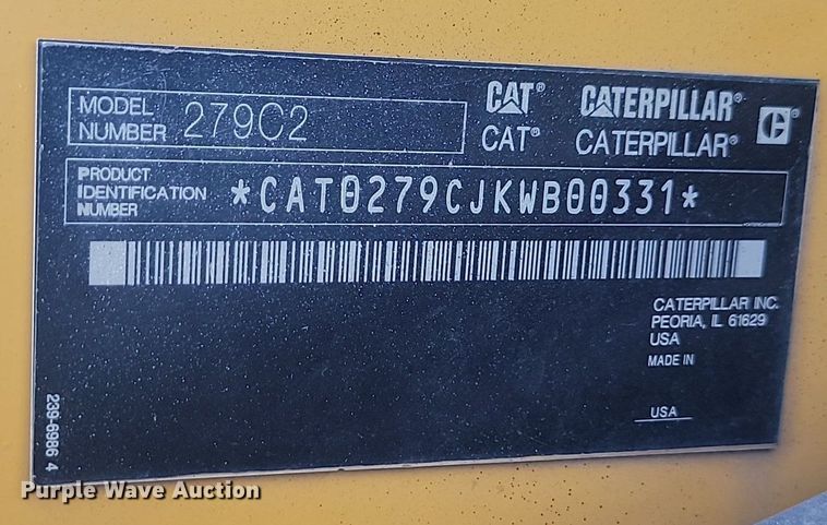 image for item LA9572 2012 Caterpillar  279C2 tracked skid steer loader