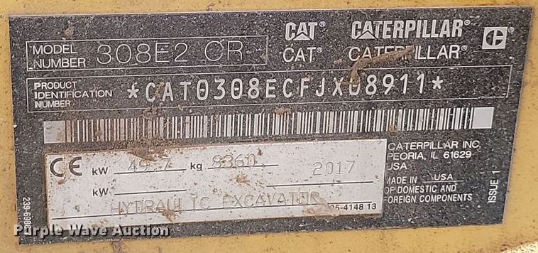 image for item LA9573 2017 Caterpillar  308E2 CR excavator
