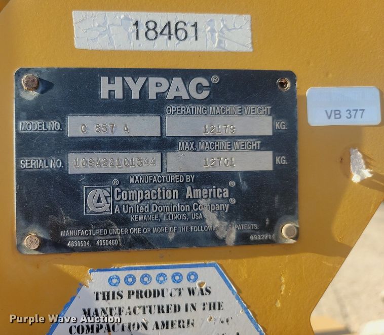 image for item LA9586 Hypac C857A single drum vibratory roller