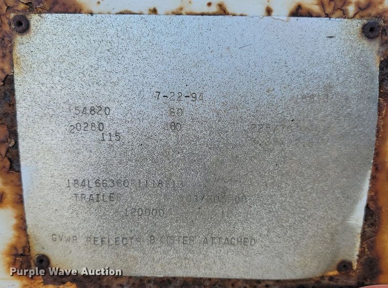 image for item LA9589 1994 Load King 503605DD lowboy equipment trailer