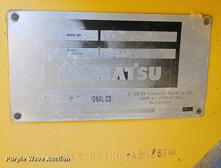 image for item LA9603 2000 Komatsu  WA380-3MC wheel loader