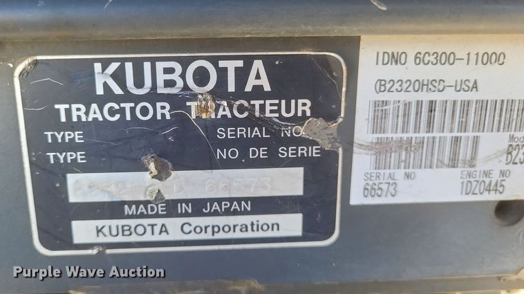 image for item MI9924 Kubota B2320 MFWD tractor