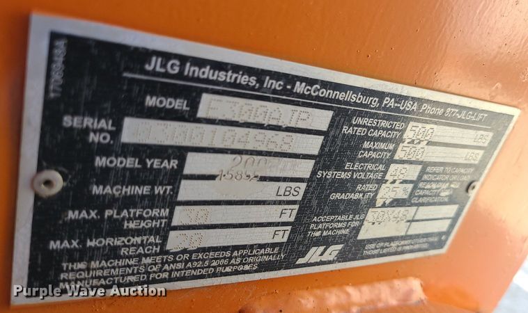 image for item MQ9600 2007 JLG E300AJP boom lift