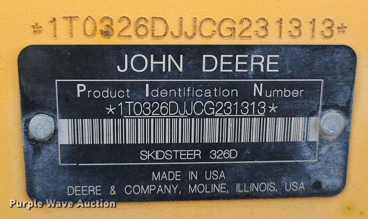 image for item MQ9601 2012 John Deere  326D skid steer loader