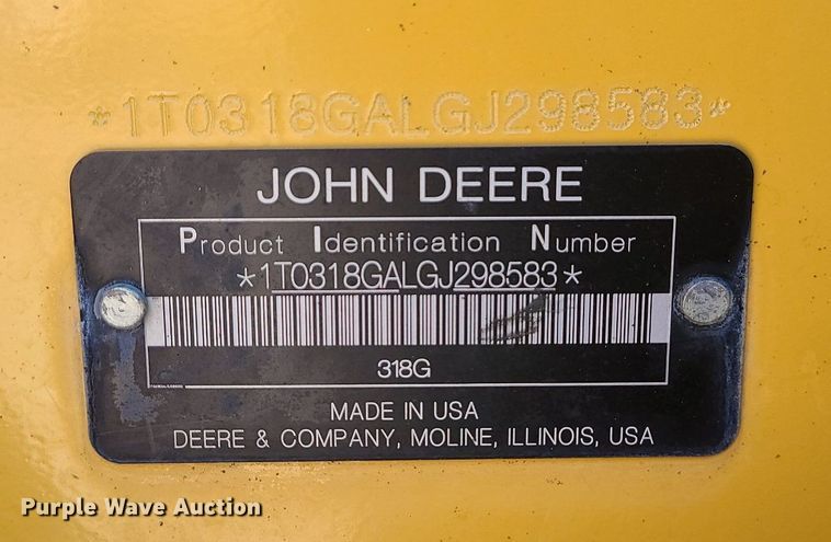 image for item MQ9602 2016 John Deere  318G skid steer loader