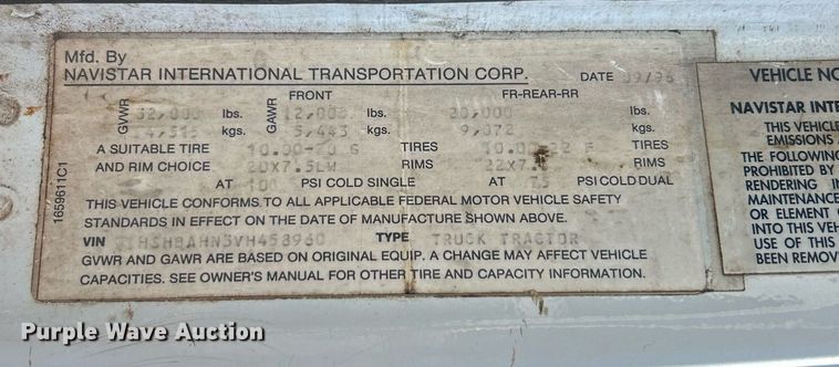 image for item NE9785 1997 International 8100 dump truck